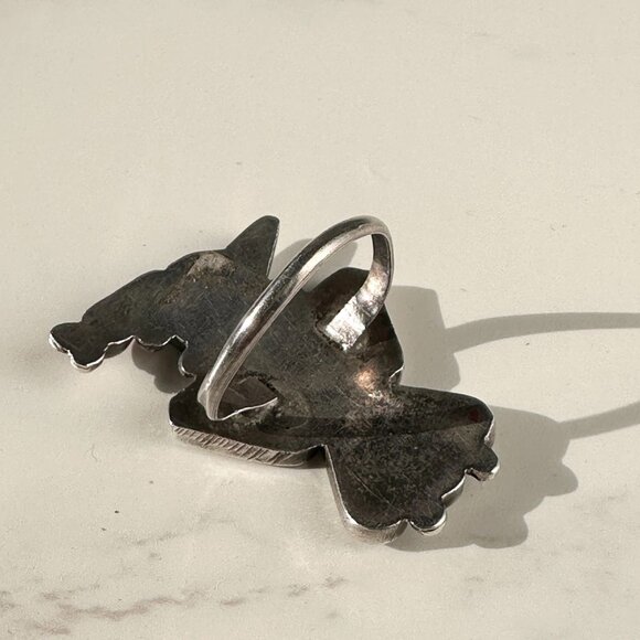 Early Vintage Zuni Native American Bird Ring Inlaid Gemstones Size 5 - Picture 7 of 13